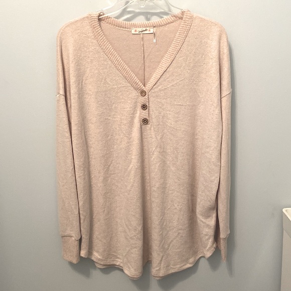 Multiple colors: (white and burgundy) Long sleeve Henley top - Picture 6 of 6